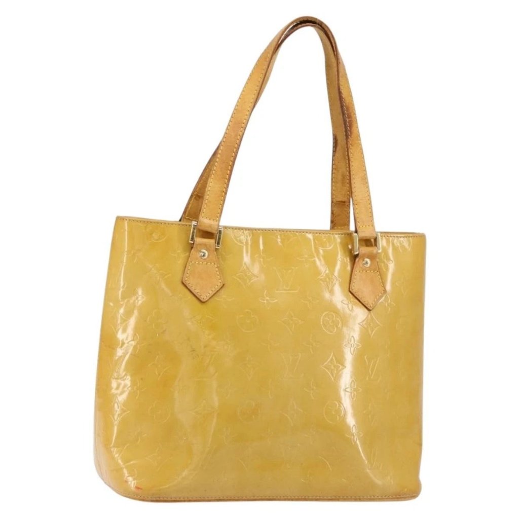 Louis Vuitton Monogram Vernis Houston Hand Bag Beige M91004 Lv Auth Ka279